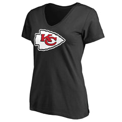 Kansas City Chiefs Women's Primary Team Logo V-Neck T-Shirt Black