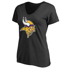 Minnesota Vikings Women's Primary Team Logo V-Neck T-Shirt Black