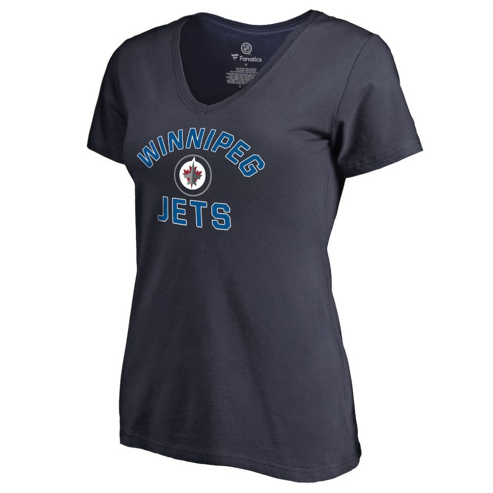 NHL Winnipeg Jets Women's Overtime V-Neck T-Shirt - Navy