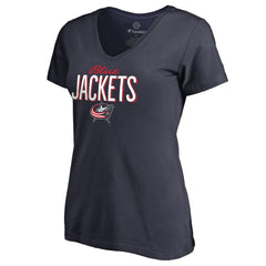 NHL Columbus Blue Jackets Women's Nostalgia V-Neck T-Shirt - Navy