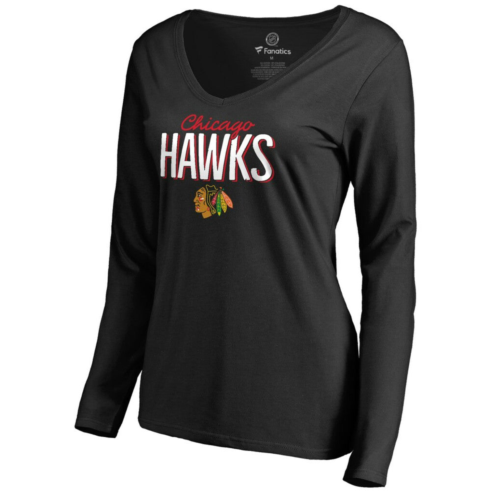 NHL Chicago Blackhawks Women's Nostalgia 2 Long Sleeve T-Shirt - Black