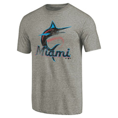 Miami Marlins Distressed Team Tri-Blend T-Shirt - Ash T-shirts