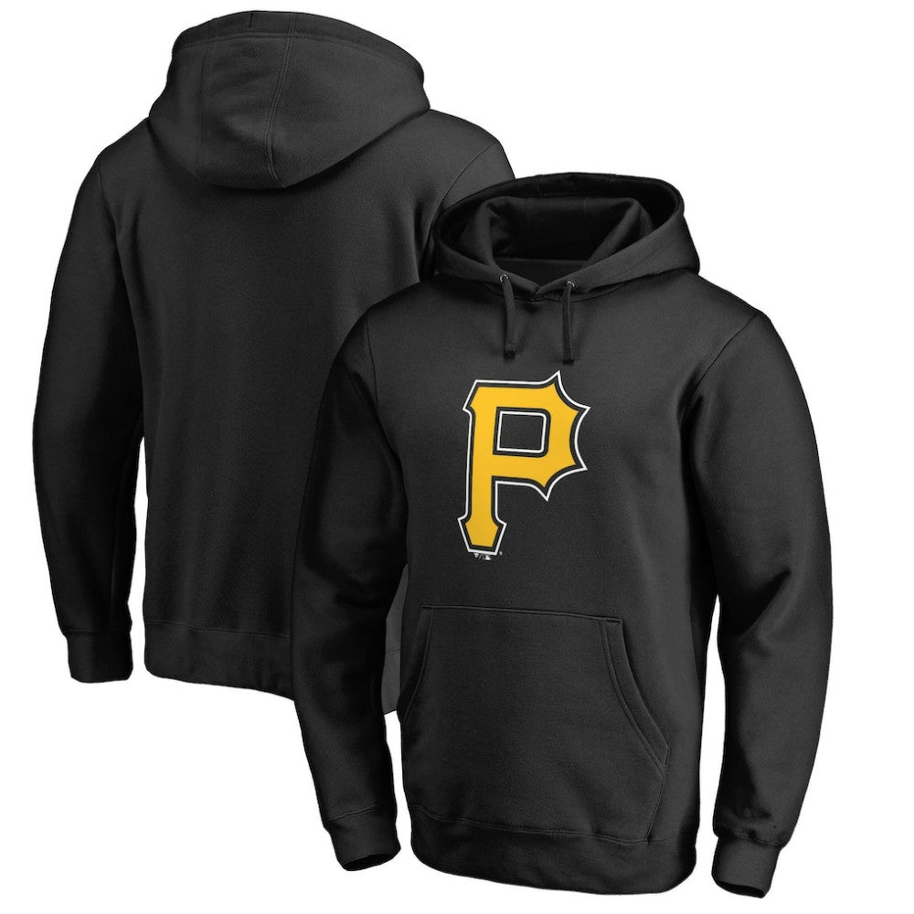 Pittsburgh Pirates Official Logo Fitted Pullover Hoodie - Black Hoodies
