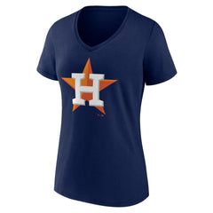 Houston Astros Women's Team Color Primary Logo V-Neck T-Shirt - Navy T-shirts