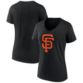 San Francisco Giants Women's Team Color Primary Logo V-Neck T-Shirt - Black T-shirts