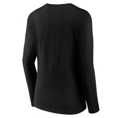 Pittsburgh Pirates Women's Team Color Primary Logo V-Neck Long Sleeve T-Shirt - Black T-shirts