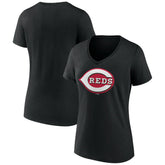 Cincinnati Reds Women's Secondary Color Primary Logo T-Shirt - Black T-shirts