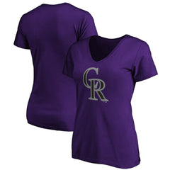 Colorado Rockies Women's Secondary Color Primary Logo T-Shirt - Purple T-shirts