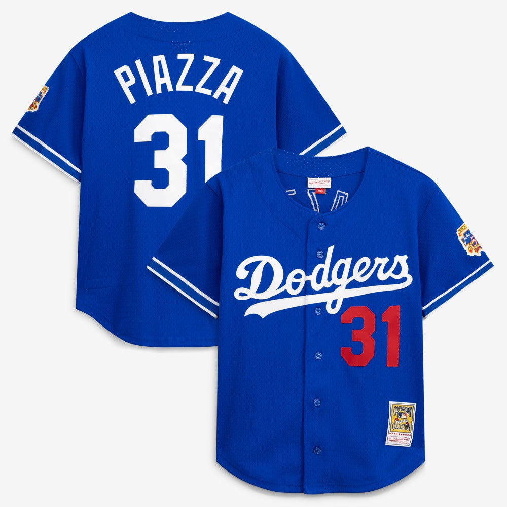 MLB Mike Piazza Los Angeles Dodgers Mitchell & Ness Cooperstown Collection Mesh Batting Practice Button-Up Jersey - Royal