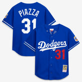 MLB Mike Piazza Los Angeles Dodgers Mitchell & Ness Cooperstown Collection Mesh Batting Practice Button-Up Jersey - Royal