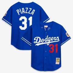 MLB Mike Piazza Los Angeles Dodgers Mitchell & Ness Cooperstown Collection Mesh Batting Practice Button-Up Jersey - Royal