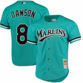 MLB Andre Dawson Florida Marlins Mitchell & Ness Cooperstown Collection Mesh Batting Practice Button-Up Jersey - Teal