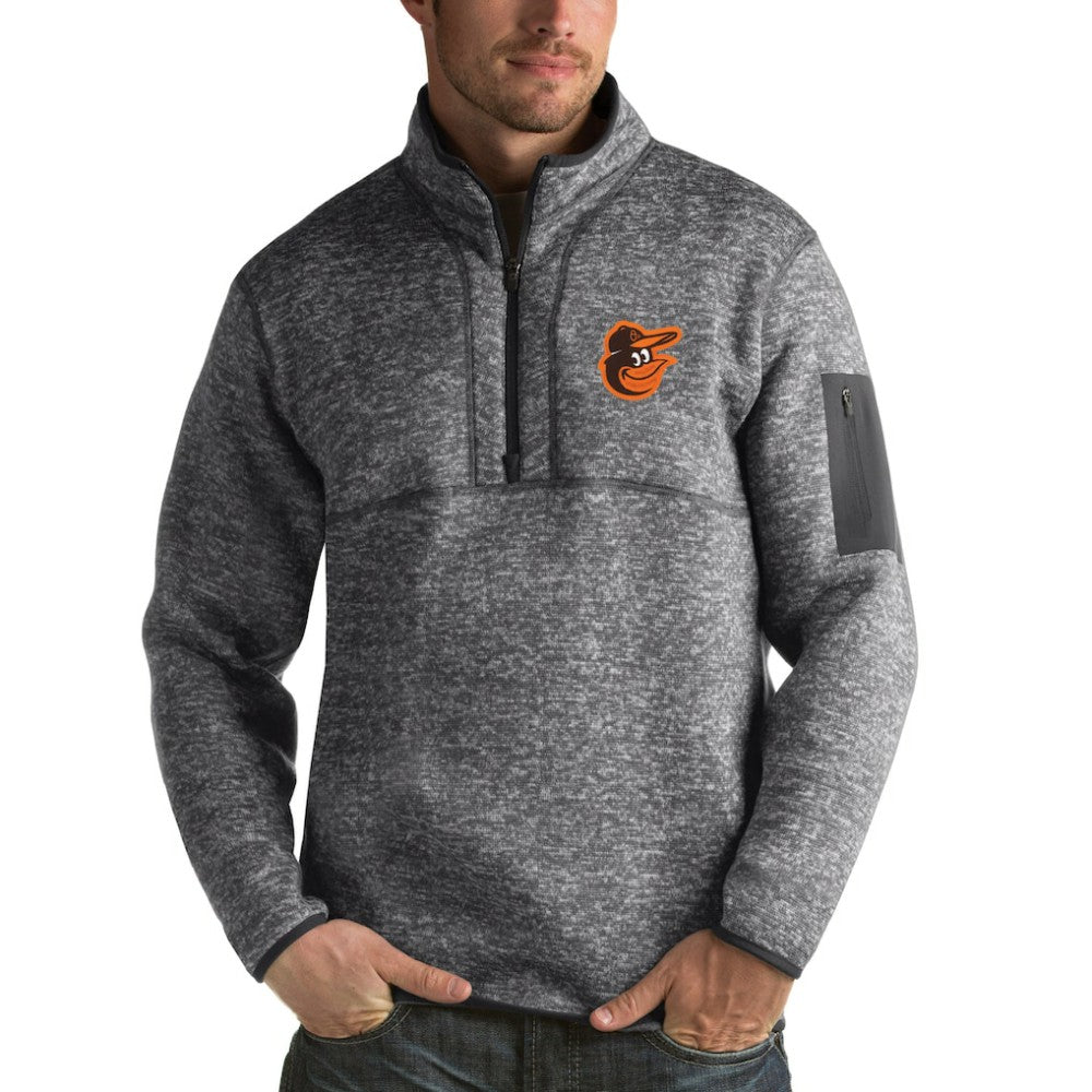 Baltimore Orioles Antigua Fortune Half-Zip Sweater - Heathered Charcoal
