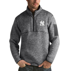 New York Yankees Antigua Fortune Half-Zip Sweater - Heathered Charcoal