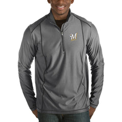 Milwaukee Brewers Antigua Tempo Half-Zip Pullover Jacket - Heathered Charcoal Jackets