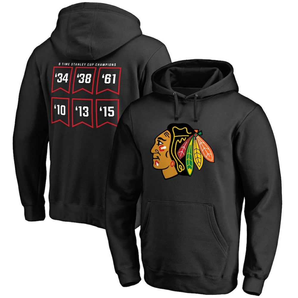 NHL Chicago Blackhawks Raise the Banner Pullover Hoodie - Black