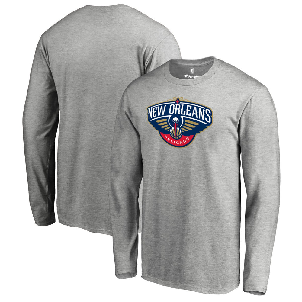 New Orleans Pelicans Primary Logo Long Sleeve T-Shirt Heather Gray
