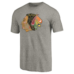 NHL Chicago Blackhawks Throwback Logo 1960-1961 Tri-Blend T-Shirt - Ash