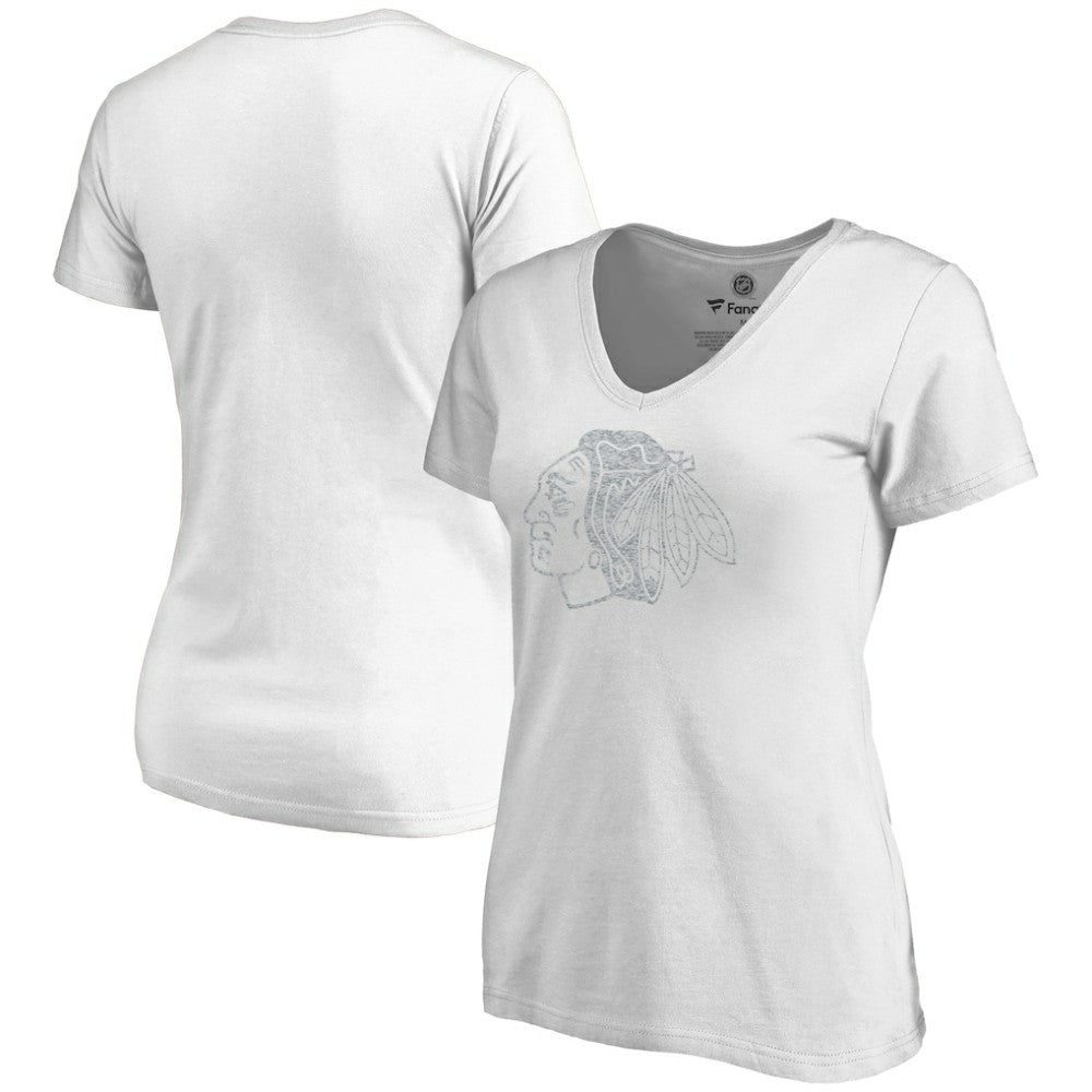 NHL Chicago Blackhawks Women's Whiteout V-Neck T-Shirt - White