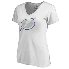 NHL Tampa Bay Lightning Women's Whiteout V-Neck T-Shirt - White