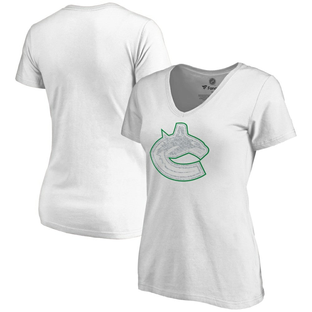 NHL Vancouver Canucks Women's Whiteout V-Neck T-Shirt - White
