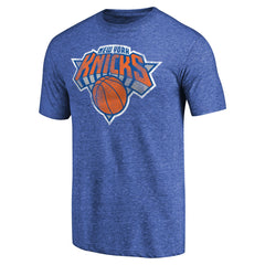 New York Knicks Distressed Team Logo Tri-Blend T-Shirt Heather Royal