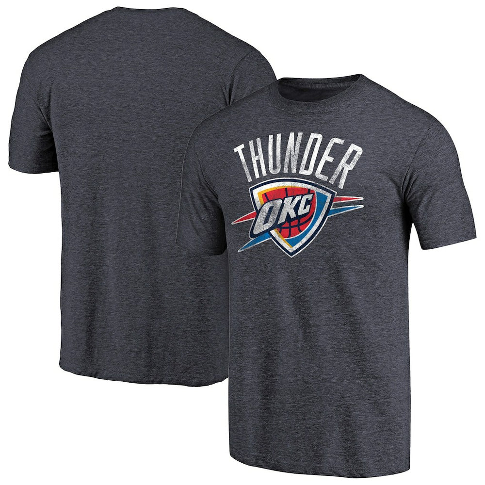 Oklahoma City Thunder Distressed Team Logo Tri-Blend T-Shirt Heather Navy