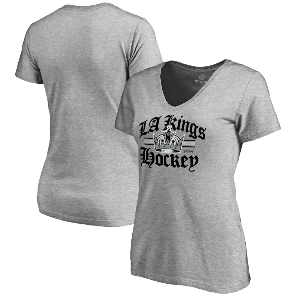 NHL Los Angeles Kings Women's Hometown Collection The Crown V-Neck T-Shirt - ash