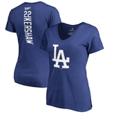Clayton Kershaw Los Angeles Dodgers Women's Backer Name & Number V-Neck T-Shirt - Royal T-shirts