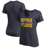 NHL St. Louis Blues Women's Hometown Collection Defend V-Neck T-Shirt - Navy