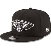 New Orleans Pelicans Black & White Logo 9FIFTY Adjustable Snapback Hat Black