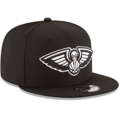 New Orleans Pelicans Black & White Logo 9FIFTY Adjustable Snapback Hat Black