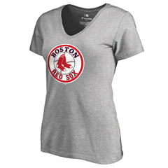 Boston Red Sox Women's Cooperstown Collection Forbes V-Neck T-Shirt - Heather Gray T-shirts