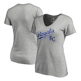 Kansas City Royals Women's Core Wahconah V-Neck T-Shirt - Heather Gray T-shirts