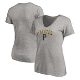 Pittsburgh Pirates Women's Core Wahconah V-Neck T-Shirt - Heather Gray T-shirts