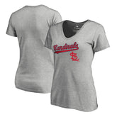 St. Louis Cardinals Women's Core Wahconah V-Neck T-Shirt - Heather Gray T-shirts