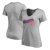 Texas Rangers Women's Core Wahconah V-Neck T-Shirt - Heather Gray T-shirts