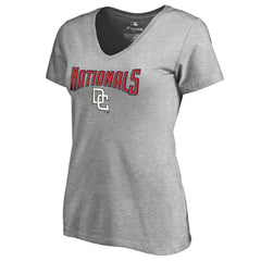Washington Nationals Women's Core Wahconah V-Neck T-Shirt - Heather Gray T-shirts