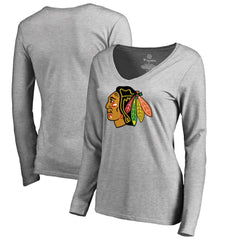 NHL Chicago Blackhawks Women's Primary Logo Long Sleeve T-Shirt - Ash