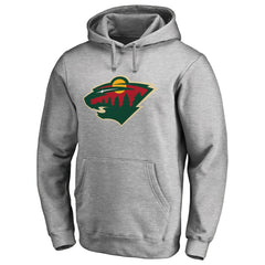 NHL Minnesota Wild Primary Team Logo Fleece Fitted Pullover Hoodie - Heather Gray