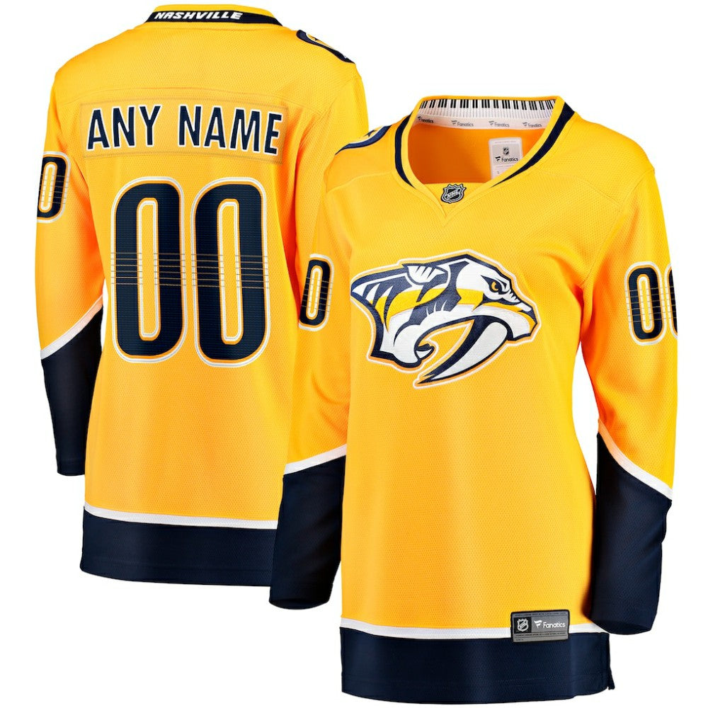 NHL Nashville Predators Fanatics Women's Home Breakaway Custom Jersey - Yellow
