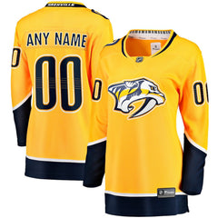 NHL Nashville Predators Fanatics Women's Home Breakaway Custom Jersey - Yellow