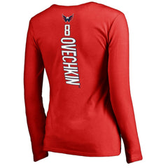 NHL Alexander Ovechkin Washington Capitals Women's Backer V-Neck Long Sleeve T-Shirt - Red