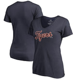 Detroit Tigers Women's Team Wordmark T-Shirt - Navy T-shirts