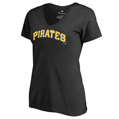 Pittsburgh Pirates Women's Team Wordmark T-Shirt - Black T-shirts