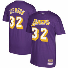 Magic Johnson Los Angeles Lakers Hardwood Classics Name & Number T-Shirt Purple
