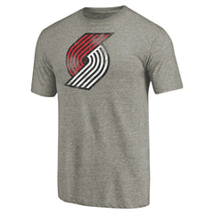 Portland Trail Blazers Distressed Team Logo Tri-Blend T-Shirt Heather Gray