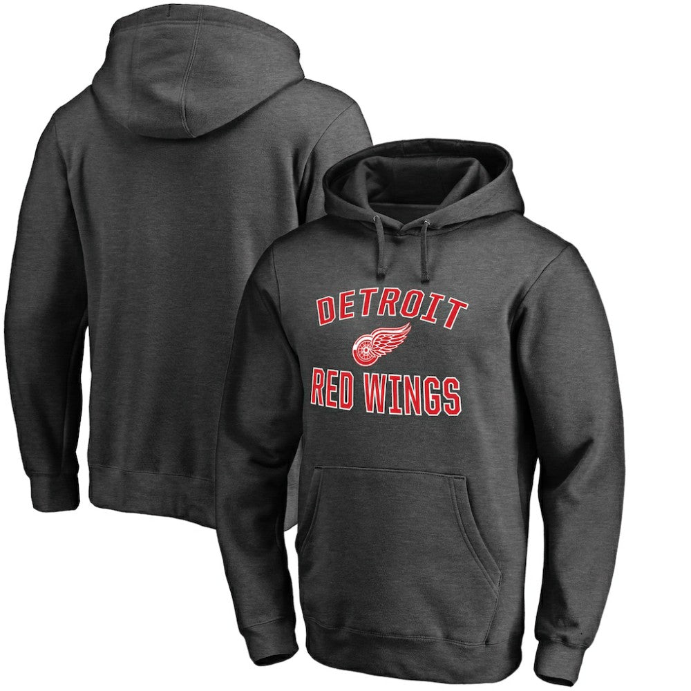 NHL Detroit Red Wings Victory Arch Team Fitted Pullover Hoodie - Heather Charcoal