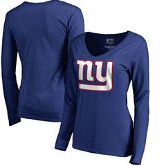 New York Giants Women's Primary Logo V-Neck Long-Sleeve T-Shirt Royal