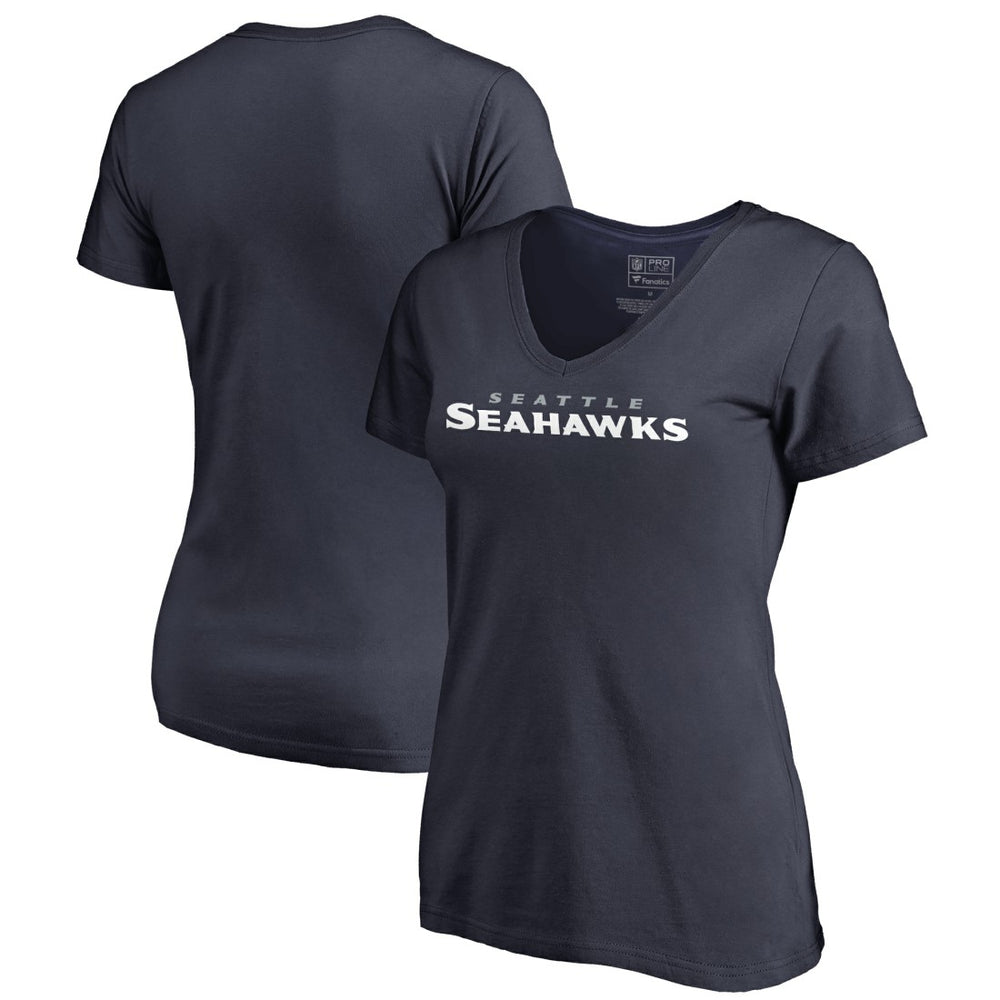 Seattle Seahawks Women's Wordmark V-Neck T-Shirt Navy